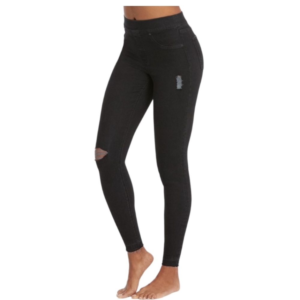 SPANX DISTRESSED BLACK LEGGINGS (a190)